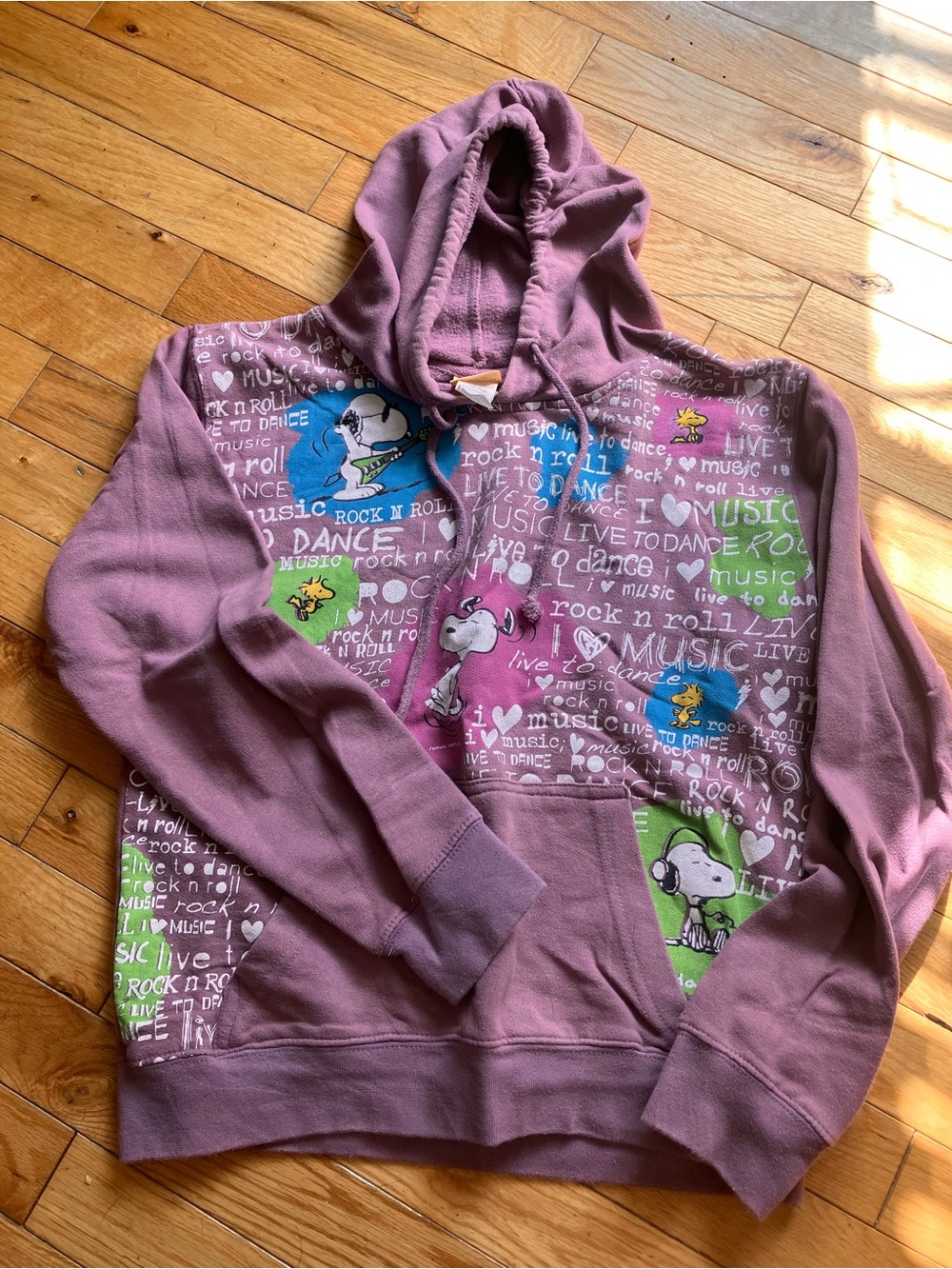 Peanuts Mauve Purple Snoopy Music Graphic Hoodie